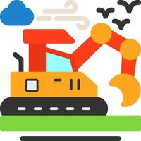 Excavator Flat Icon vector