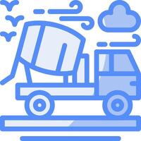 Cement truck Line Filled Blue Icon vector