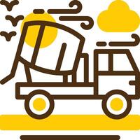 Cement truck Yellow Lieanr Circle Icon vector