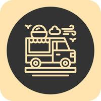 Ice cream truck Linear Round Icon vector