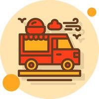 Ice cream truck Filled Shadow Circle Icon vector