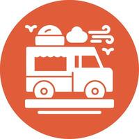 Ice cream truck Glyph Circle Icon vector