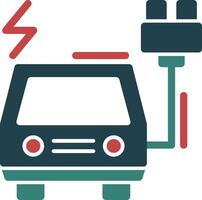 Electric vehicle charging station Glyph Two Color Icon vector