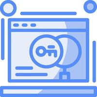 Keyword research Line Filled Blue Icon vector