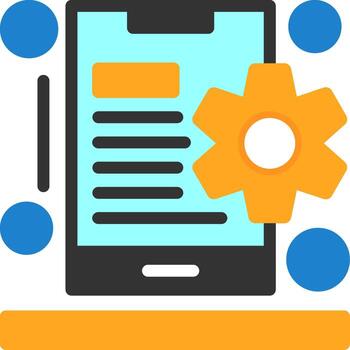 móvil mejoramiento plano icono vector