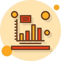 Bar chart Filled Shadow Circle Icon vector