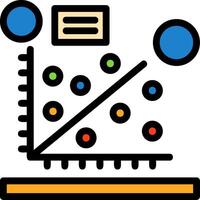 icono lleno de línea de diagrama de dispersión vector