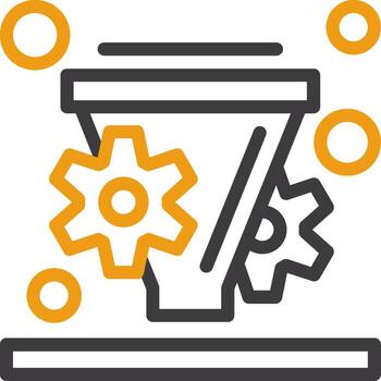 icono de dos colores de la línea de optimización de la tasa de conversión vector