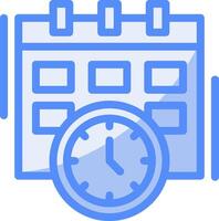 fecha límite línea lleno azul icono vector