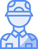 Soldier Line Filled Blue Icon vector