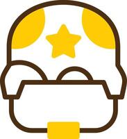 Military helmet Yellow Lieanr Circle Icon vector