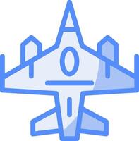 Fighter jet Line Filled Blue Icon vector