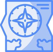 Map and compass Line Filled Blue Icon vector