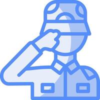 Military salute Line Filled Blue Icon vector