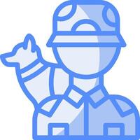 Dog handler Line Filled Blue Icon vector