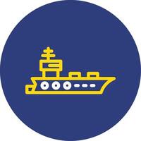 Aircraft carrier Dual Line Circle Icon vector