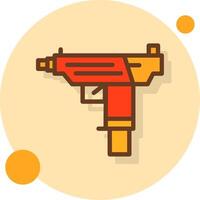 Submachine gun Filled Shadow Circle Icon vector