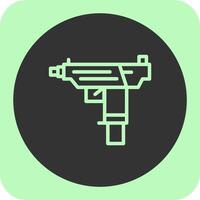 Submachine gun Linear Round Icon vector