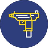 Submachine gun Dual Line Circle Icon vector