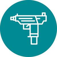 Submachine gun Outline Circle Icon vector