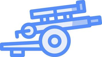 Artillery gun Line Filled Blue Icon vector