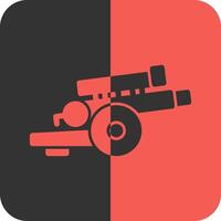 artillería pistola rojo inverso icono vector