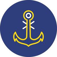 Naval anchor Dual Line Circle Icon vector