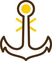 Naval anchor Yellow Lieanr Circle Icon vector