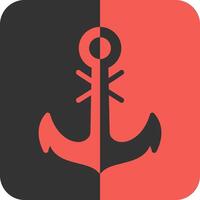 Naval anchor Red Inverse Icon vector