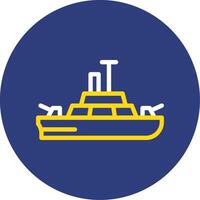 Warship Dual Line Circle Icon vector