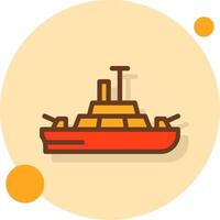 Warship Filled Shadow Circle Icon vector