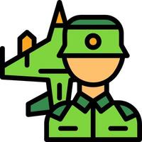 Fighter pilot Line Filled Icon vector