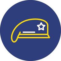 Military beret Dual Line Circle Icon vector