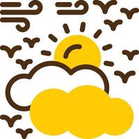 Partly cloudy Yellow Lieanr Circle Icon vector