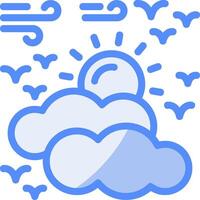 Partly cloudy Line Filled Blue Icon vector