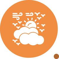 Partly cloudy Glyph Shadow Icon vector