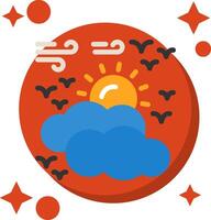 Partly cloudy Tailed Color Icon vector