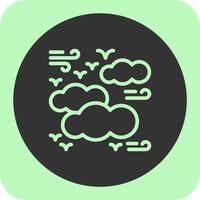 Cloudy Linear Round Icon vector