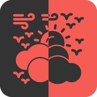 Partly cloudy Red Inverse Icon vector