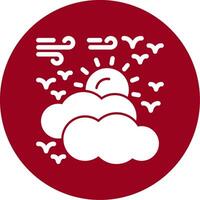 Partly cloudy Glyph Circle Icon vector