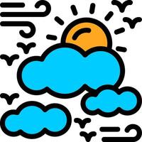 nublado línea lleno icono vector