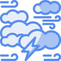 Thunderstorm Line Filled Blue Icon vector