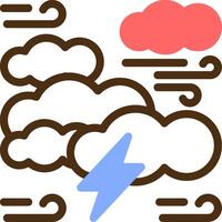 Thunderstorm Color Filled Icon vector