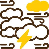 Thunderstorm Yellow Lieanr Circle Icon vector