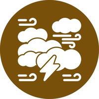 Thunderstorm Glyph Circle Icon vector