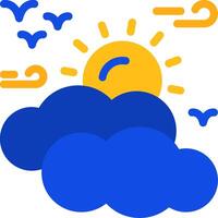 Sunny intervals Flat Two Color Icon vector