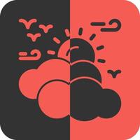 Sunny intervals Red Inverse Icon vector