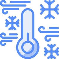 frio línea lleno azul icono vector