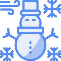 monigote de nieve línea lleno azul icono vector