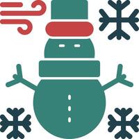 Snowman Glyph Two Color Icon vector